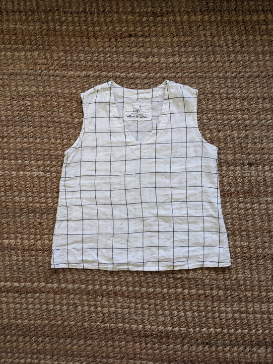 notPERFECTLINEN Tops - Not Perfect Linen NPL Checked Tank Black And White Medium